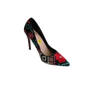 *Mix No.6 Embroidered Pumps 'Dignity' Stilettos Vibrant Floral Pointed Toe